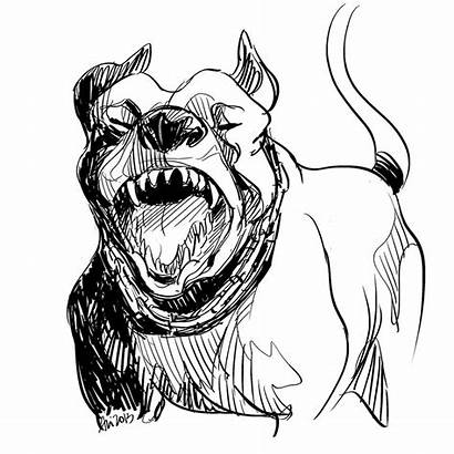 Pitbull Coloring Pages Dogs Drawing Angry Face
