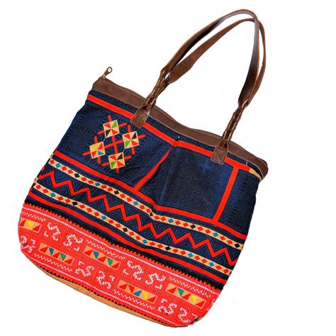 hill-tribe-bag-with-vintage-hmong-fabric-and-leather-straps-hmong-bag,-embroidered-bag,-bags