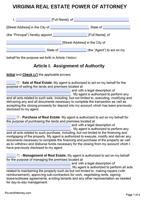 Free Virginia Power Of Attorney Forms Pdf Templates