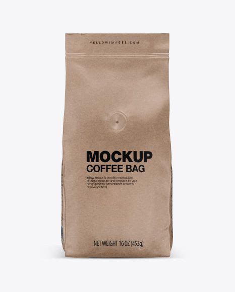 Download Free PSD Mockup Kraft Coffee Bag with Valve Mockup - Front ...