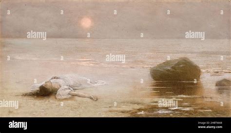Drowned 1893 Pastel On Cartone 455 X 88 Cm Schikaneder Jakub