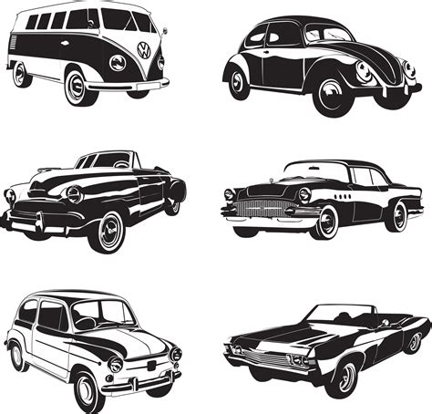 Vintage Modern Cars Vector Illustration Collection Co