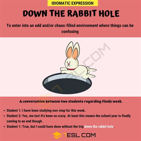 Down The Rabbit Hole Meaning With Helpful Examples • 7esl Идиомы Английские идиомы Инстаграм