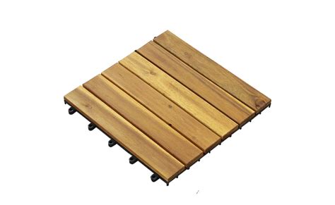 6 Slat Acacia Wood Decking Tiles