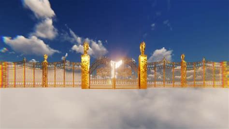 Golden Heaven Gates Bright Angel Fluffy Clouds — Stock Video