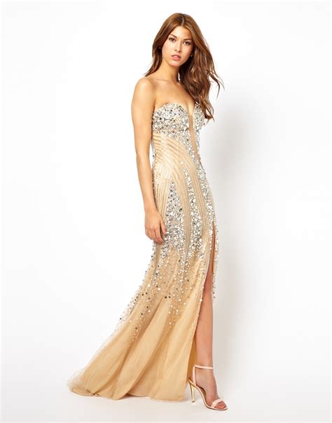 Lyst Forever Unique Jewelled Maxi Dress In Metallic