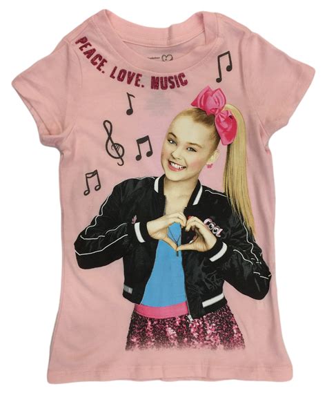 Jojo Siwa Girls Pink Peace Love Music Short Sleeve T Shirt Tee Shirt Xs