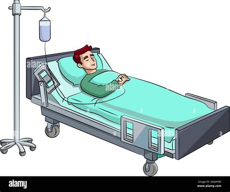 Cartoon Vector Illustration Of A Man Resting In A Hospital Bed Stock Vector Image And Art Alamy