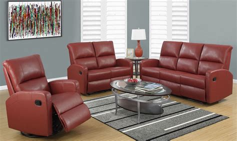 Red Bonded Leather Reclining Living Room Set From Monarch Coleman