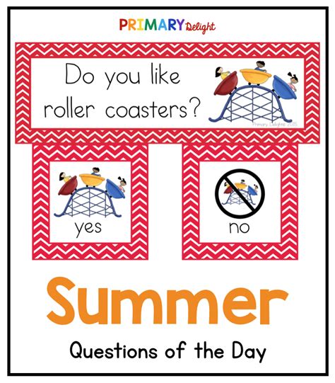 Summer Question Of The Day Graphing Questions Kindergarten Fun