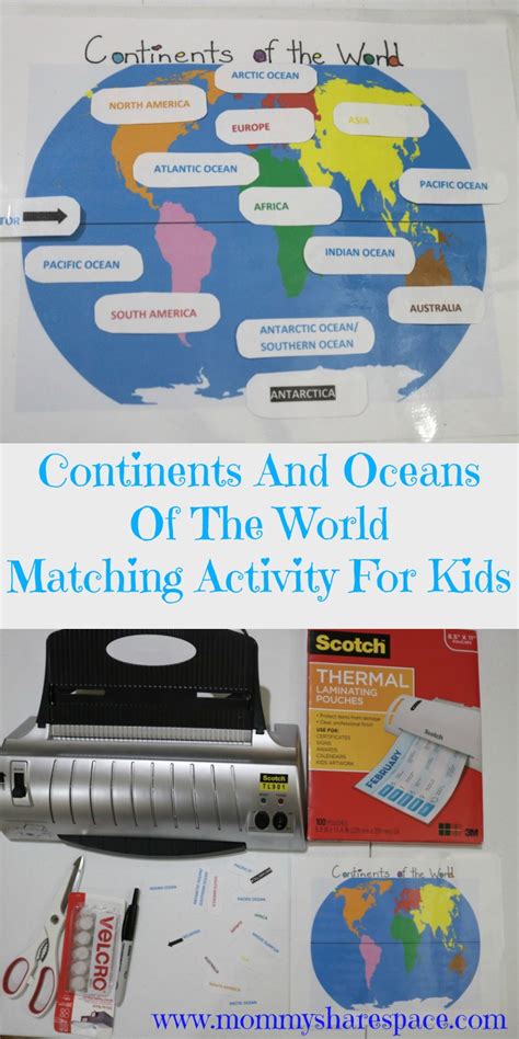 Continents And Oceans Of The World Matching Activity For Kids Mommy