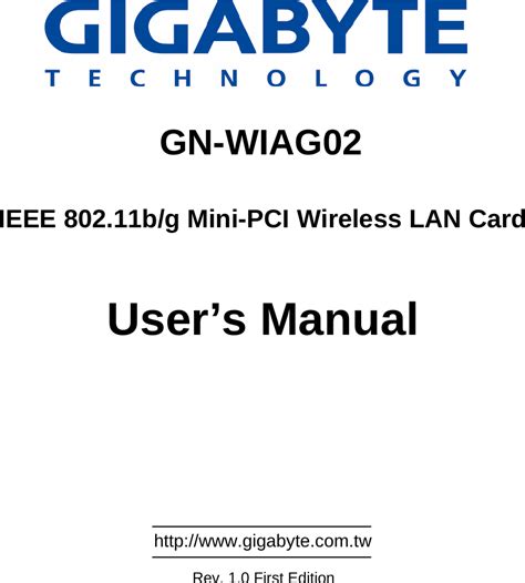 Giga Byte Technology Gn Wiag02 Ieee 80211bg Wireless Lan Mini Pci
