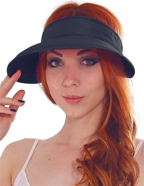 Women Sun Hat Wide Brim Summer Uv Protection 2 In 1 Beach Sun Visor Hat 2284 Black