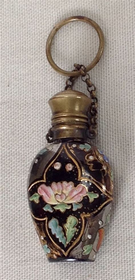 Antique Moser Glass Enameled Hand Painted Chatelaine Perfume Bottle
