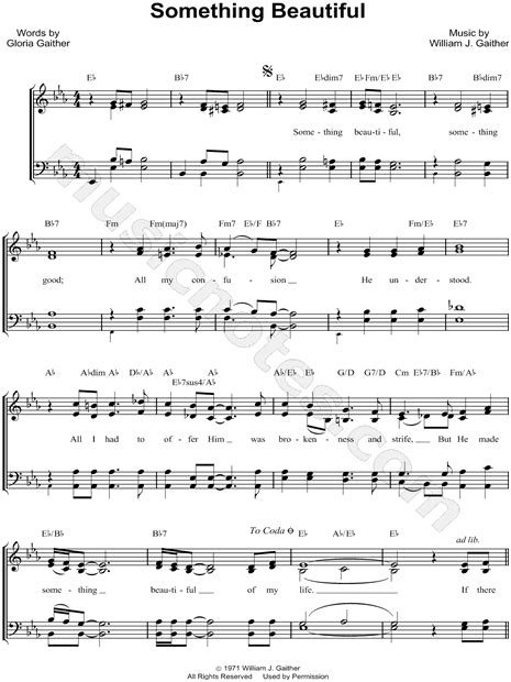 The Gaithers Something Beautiful Sheet Music In Eb Major