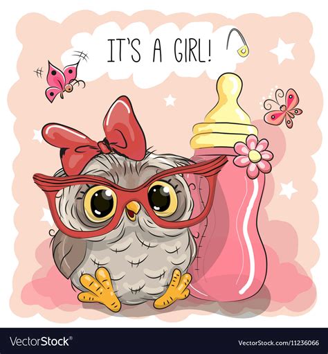 Cute Cartoon Owl Girl Royalty Free Vector Image