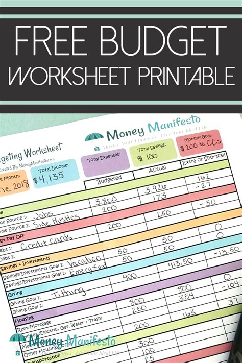 Simple Budget Worksheet Printable Free