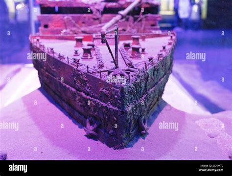 Die Titanic Sinkt Modell Des Rms Titanic Wracks Unter Wasser Auf Dem Meeresboden Die Titanic