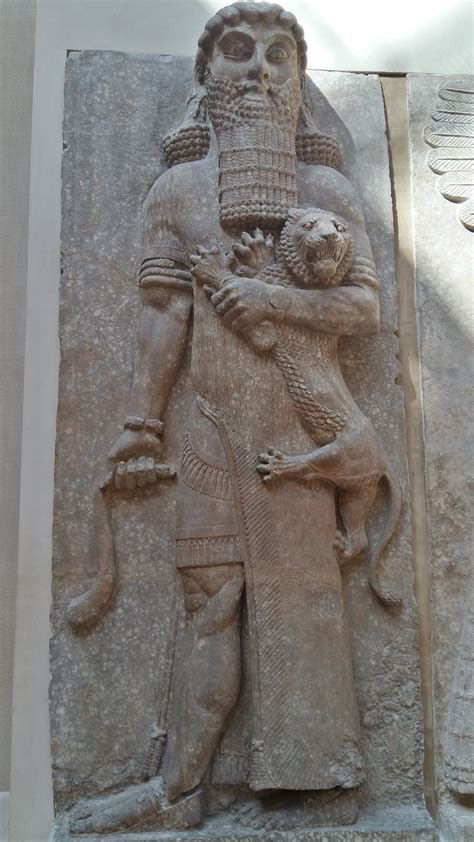 The Sumerian Epic Hero Gilgamesh Holding A Lion Relief From The Throne