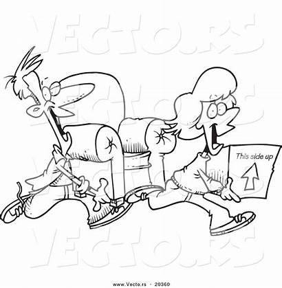 Coloring Moving Cartoon Couple Outline Move Printable
