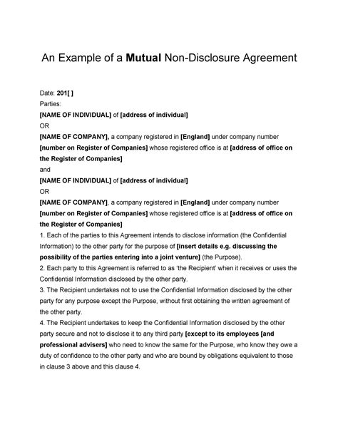 40 Non Disclosure Agreement Templates Samples And Forms Templatelab