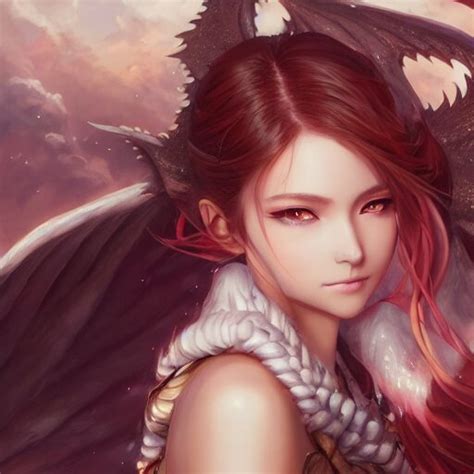 Lexica An Oil Painting Of A Beautiful Anime Girl With Dragon Wings