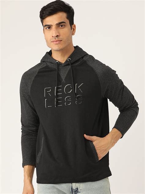 Full Sleeves Black Fleece Hooded Sweatshirt For Men Machine Wash Size S To Xxl At Rs 350