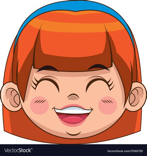 Cute Cartoon Girl Laugh Face Expression Royalty Free Vector