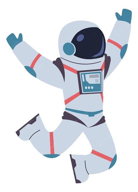 Premium Vector Jumping Astronaut Cartoon Character Happy Cheerful