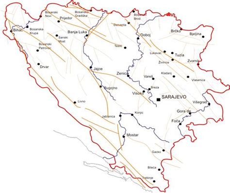 Karta Bosne I Hercegovine Planine Karta