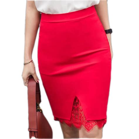 S 5xl Summer Ol Skirt Fashion Front Split Lace Stitching Skirt Women High Waist Elastic Package