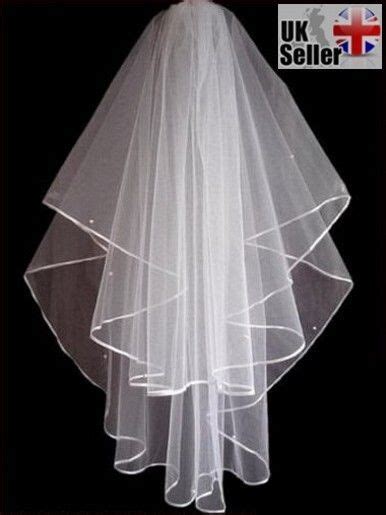 2t White Ivory Bridal Wedding Veil Pearls Diamanté Swarovski Crystal