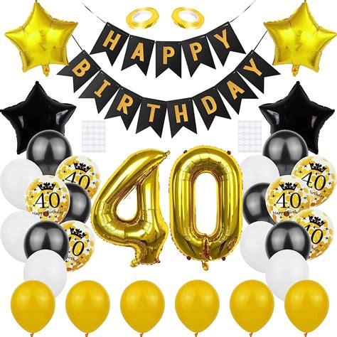 Buy 40th Birthday Party Decoration Men Black Gold 40th Birthday