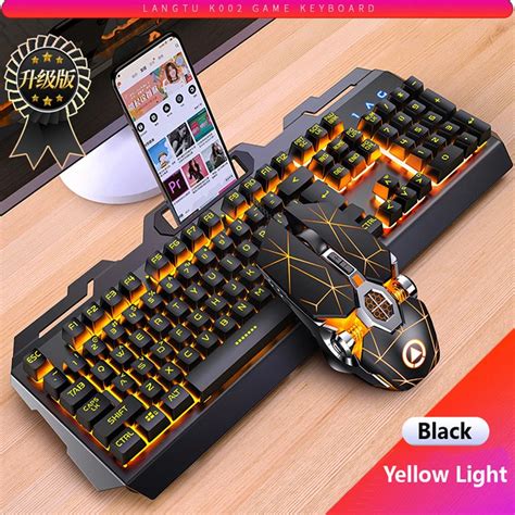 Gaming Keyboard Mouse Mechanical Feeling Rgb Led Backlit Gamer