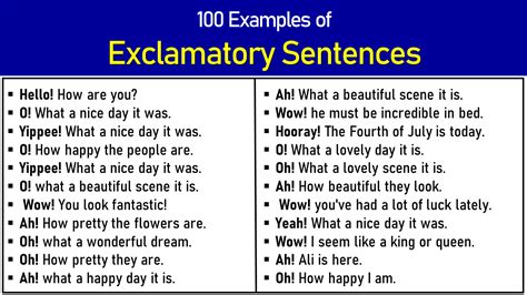 100 Examples Of Exclamatory Sentences Engdic