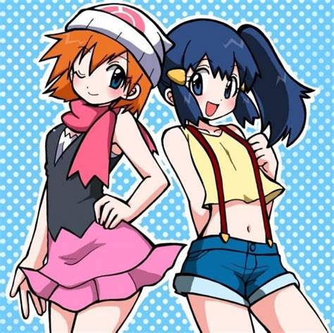 clothes swap dawn and misty pokémon pokemon pokemon waifu pokemon pictures