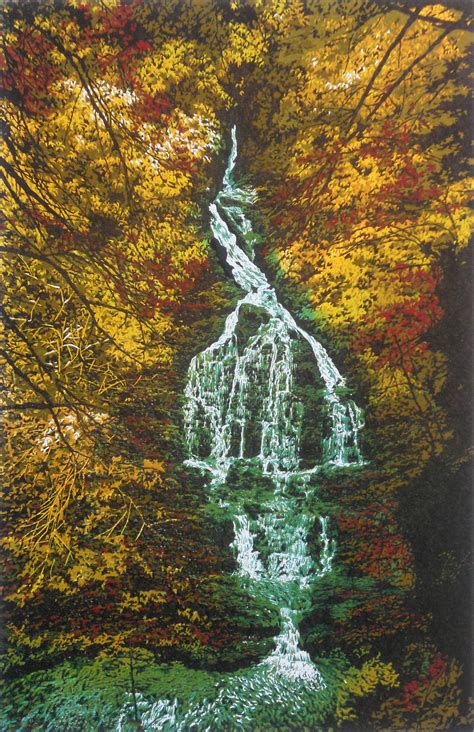 Deep Wood Falls By William Hays Linocut Print Artful Home