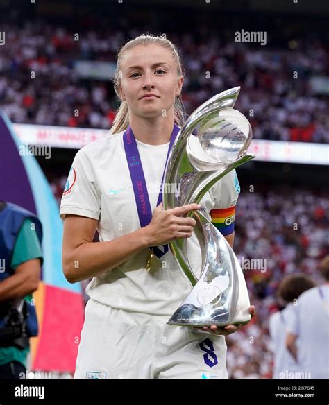England S Leah Williamson Lifts The Uefa Women S Euro Trophy Following Victory Over Germany