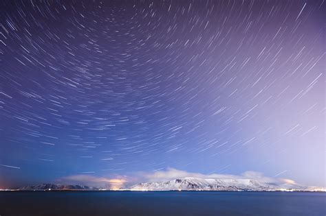 Wallpaper Mountains Night Water Sky Snow Winter Stars Clouds