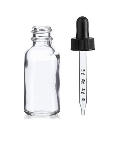 1 Oz Clear Glass Bottle W Black Calibrated Glass Dropper Glass