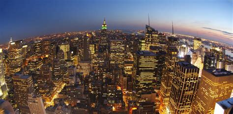 Luftaufnahme New York Das Abendliche Stadtviertel Midtown Vom New