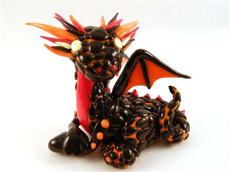 Handmade Polymer Clay Fire Dragon Sculpture By Ohluckycharm