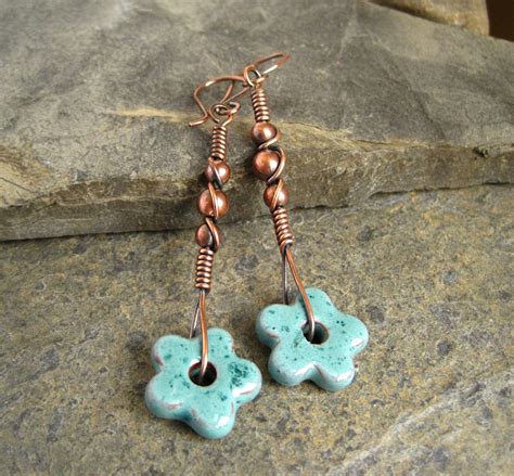 Bead Magazine Project Copper Wirework And Ceramic Flower Earrings