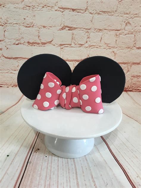 Edible Cake Topper Minnie Mouse Ears And Bow Etsy