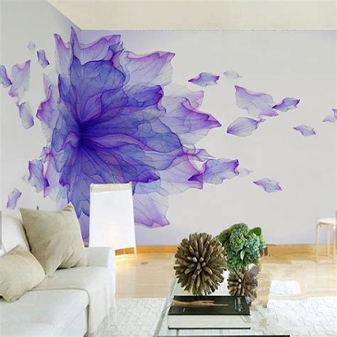3d Purple Flower Oil Painting Pvc Sturdy Waterproof And Eco Friendly