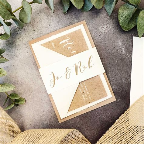 Kraft Calligraphy Wedding Invitation Emmy Designs