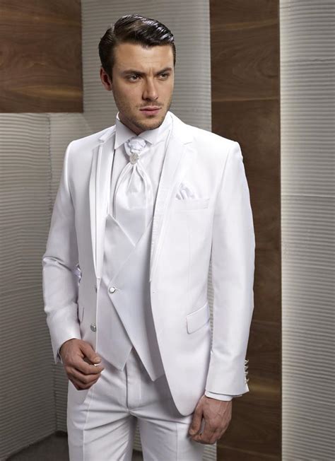 Custom Made New Style Groom Tuxedos Notch Lapel Mens Suit White