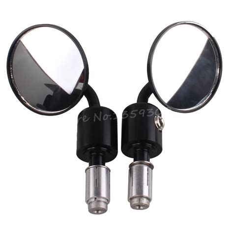 1 pair motorcycle aluminum rear view 3 handle bar end 7 8 mirrors round black fittings side