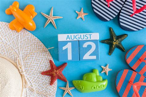 August 12th Image Of August 12 Calendar With Summer Beach Accessories