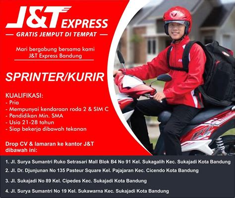 Berubahnya jasa ekspedisi, maka penjual juga harus merubah nomor resi dan. Lowongan Kurir/Sprinter J&T Bandung Januari 2019 ...